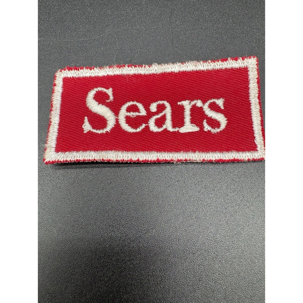 Sears‎ Red White Embroidered Patch Employee Uniform Name Tag Vintage Sew On